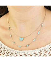 The Lovery Turquoise Bar Chain Necklace 14K Gold