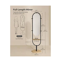 Slickblue 3-in-1 Full-Length Floor Mirror with Tray, Hooks