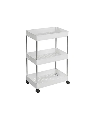 Slickblue 3-Tier Rolling Cart, Storage Cart with Wheels, Space-Saving