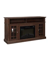 Modern Tv Stand with Fireplace Insert, Espresso, 58.25" W