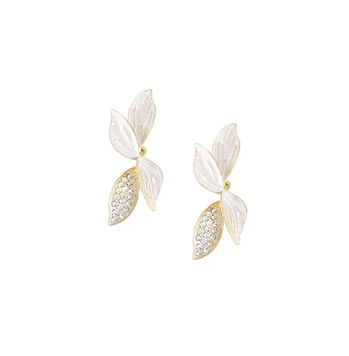 Sohi Women's Silver Flora Drop Earrings