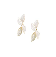 Sohi Women's Silver Flora Drop Earrings