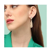 Sohi Women's White Corroded Drop Earrings