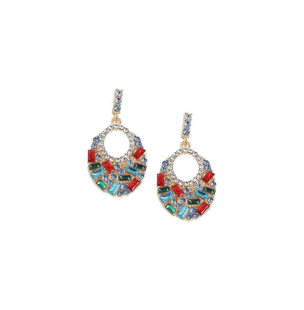 Sohi Women's White Stone Drop Earrings