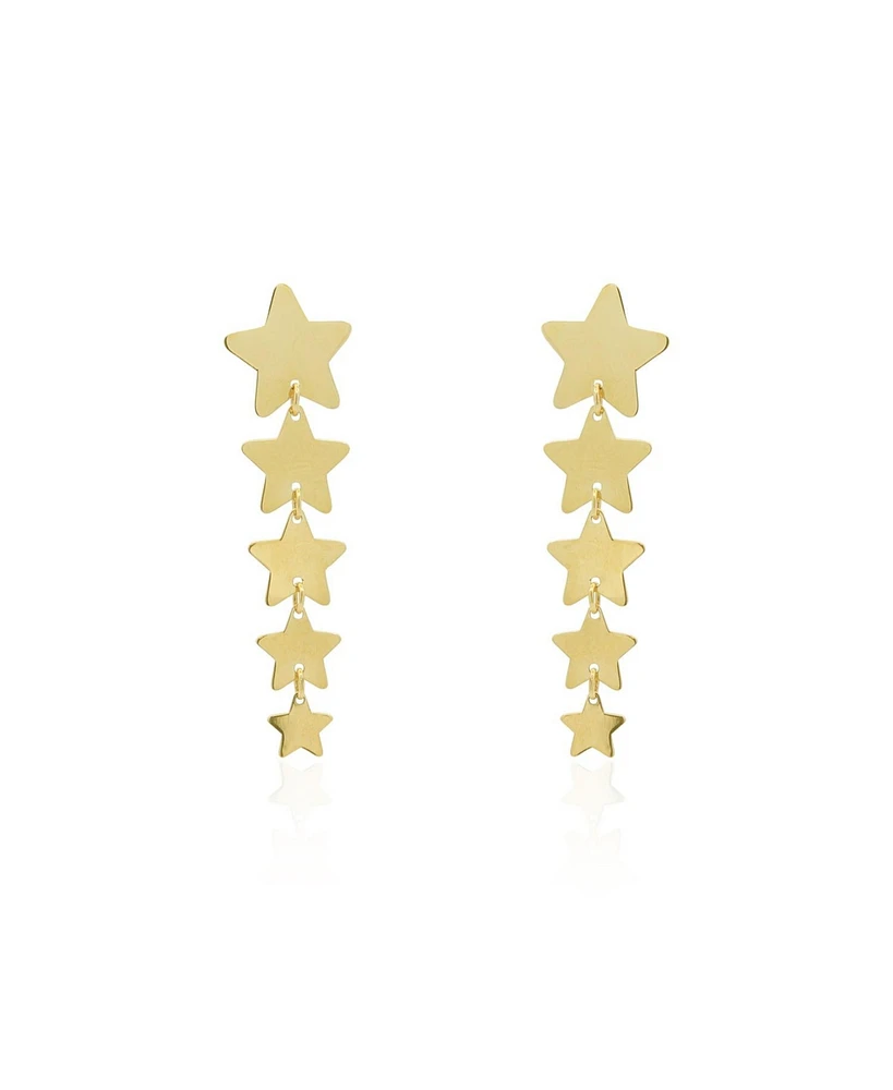 The Lovery Gold Graduating Star Dangle Earrings 14K Gold