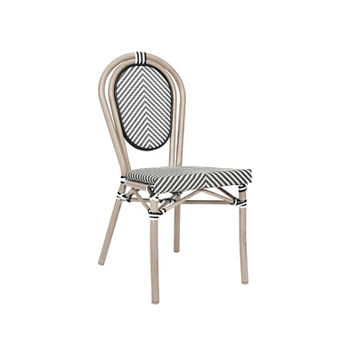 Merrick Lane Mael Stacking Thonet Bistro Style Chair With Textilene Seat And Bamboo Finished Metal Frame For Indoor/Outdoor Use