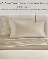 Pillowcase Set - 400 Thread Count, 100% Cotton Sateen, of 2 Pillow Covers, Breathable, Cooling