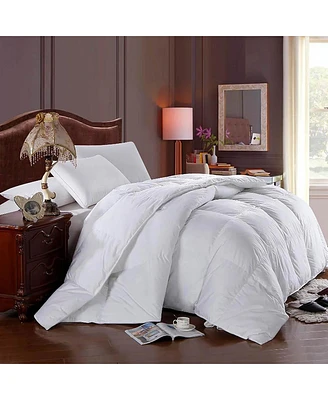 Egyptian Linens Egyptian Cotton Lightweight Down Comforter 650 Fill Power-Solid Sateen, Full/Queen