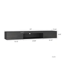 Streamdale Furniture Wall Mounted Floating 65" Tv Stand With 16 Color Leds