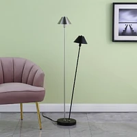 Streamdale Furniture 47.5" In Led Double G-9 Matte Powder Black/Silver Redman Brushed Nickel Floor Lamp