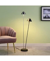 Streamdale Furniture 47.5" In Led Double G-9 Matte Powder Black/Silver Redman Brushed Nickel Floor Lamp