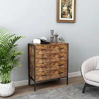 Simplie Fun Rustic Brown 4 Drawer Dresser with Steel Frame