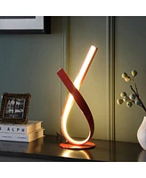 Streamdale Furniture 17" In Abstract Upright Ribbon Bow Led Red Metal Table Lamp