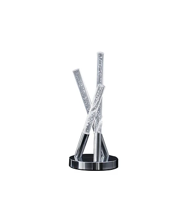 Simplie Fun 14.5" In Carina Modern 3 Acrylic Upright Leg Stix Led Silver Metal Table Lamp