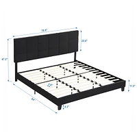 King Size Upholstered Platform Bed Frame in Black
