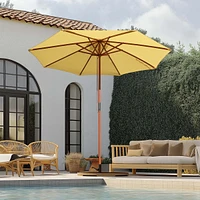 Yescom 9FT Wooden Patio Umbrella UV30+ for Beach Pool Wedding Party Table Market Garden Yard Hotel Deck Cafe yellow