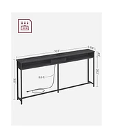 Slickblue Narrow Console Table With 2 Outlet And Usb Ports