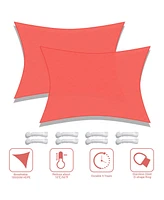 2 Pack 19x13 Ft 97% Uv Block Rectangle Hdpe Sun Shade Sail Canopy Lawn Garden