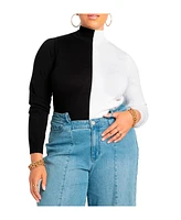 Eloquii Plus Vertical Colorblocked Turtleneck