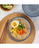 Tabletops Unlimited 6.5" Cobalt Star Embossed Stoneware Ramen Noodle Bowls, Set of 2