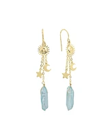 Macy's Mystic or Aqua Quartz Sun, Moon and Star Drop Earrings