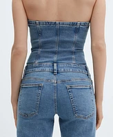 Mango Women's Strapless Denim Jumpsuit