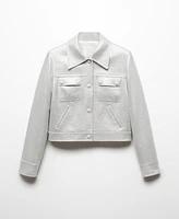 Mango Women's Pockets Detail Metallic Jacket