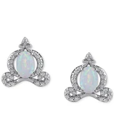 Lab-Created Opal (5/8 ct. t.w.) & Diamond (1/5 ct. t.w.) Cinderella Carriage Stud Earrings in Sterling Silver