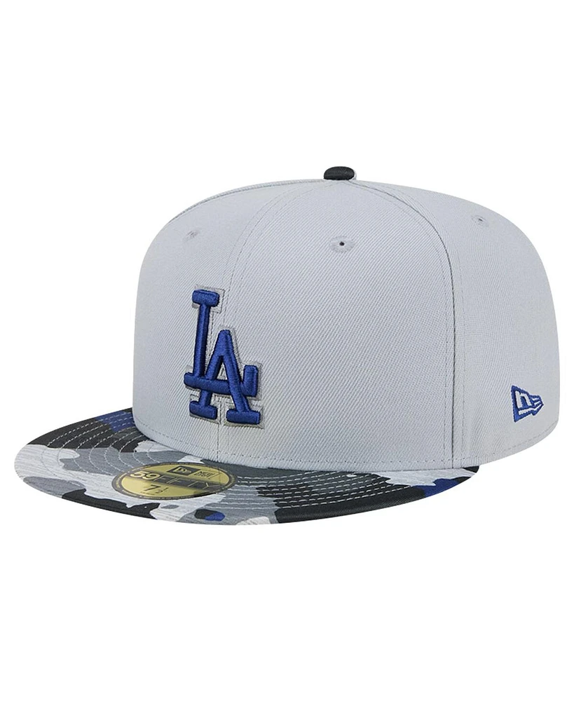 New Era Men's Gray Los Angeles Dodgers Active Team Camo 59FIFTY Fitted Hat