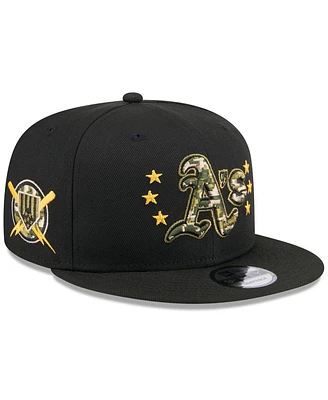 New Era Men's Black Oakland Athletics 2024 Armed Forces Day 9FIFTY Snapback Hat