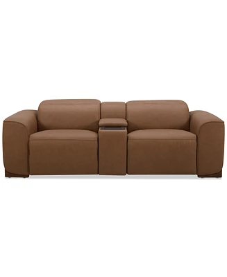 Lovro 3-Pc. Leather Sofa with 2 Power Motion Chairs & 1 Console, Created for Macy's