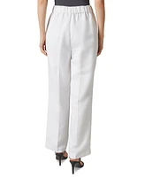 Kasper Petite Linen-Blend Straight-Leg Elastic-Back Pull-On Pants