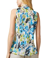 Kasper Petite Printed Tie-Neck Sleeveless Top