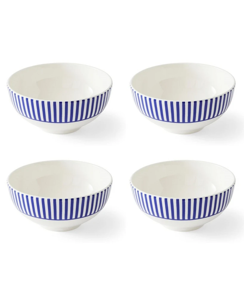 Spode Blue Italian Steccato Rimless Bowls, Set of 4