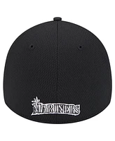 New Era Men's Black Seattle Mariners Active Dash Mark 39THIRTY Flex Hat