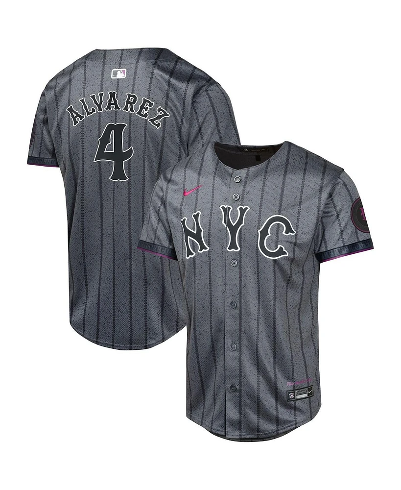 Nike Big Boys and Girls Francisco Alvarez Graphite New York Mets 2024 City Connect Limited Player Jersey