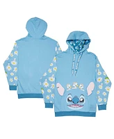 Loungefly Men's and Women's Light Blue Lilo Stitch Springtime Daisy Pullover Hoodie