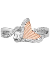 Diamond Ariel Mermaid Tail Ring (1/6 ct. t.w.) in Sterling Silver & 10k Rose Gold