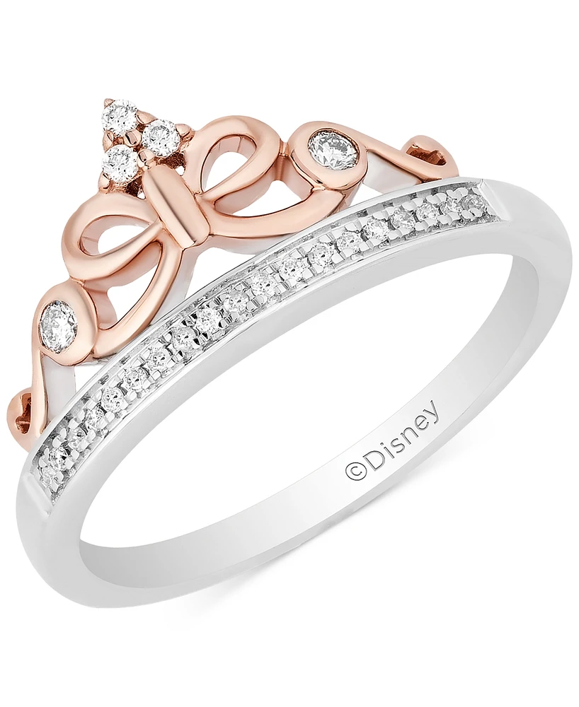 Diamond Snow White Tiara Ring (1/10 ct. t.w.) in Sterling Silver & Rose Gold-Plate