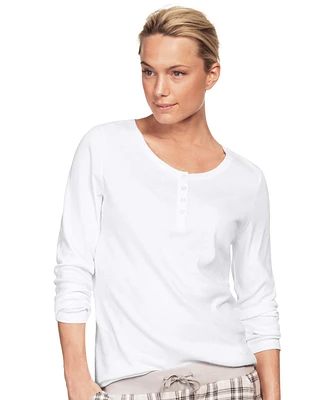 ellos Plus Size Long Sleeve Henley Sleep Tee