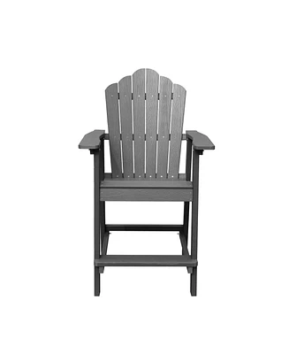 Mondawe Outdoor Patio Bar Stool, Tall Adirondack Chair with Armrests and Footrest
