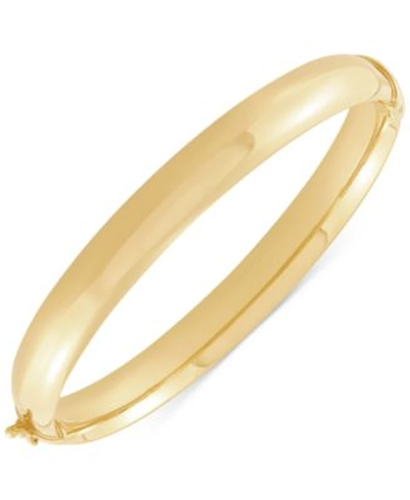 High Polished Tube Hinge Bangle Bracelet Collection In 18k Gold Plated Sterling Silver