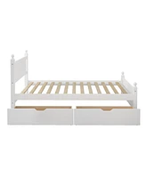 Streamdale Furniture Solid Wood Platform Bed Frame with 2 Drawers