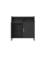 Simplie Fun Black Metal Buffet Sideboard Cabinet with Storage