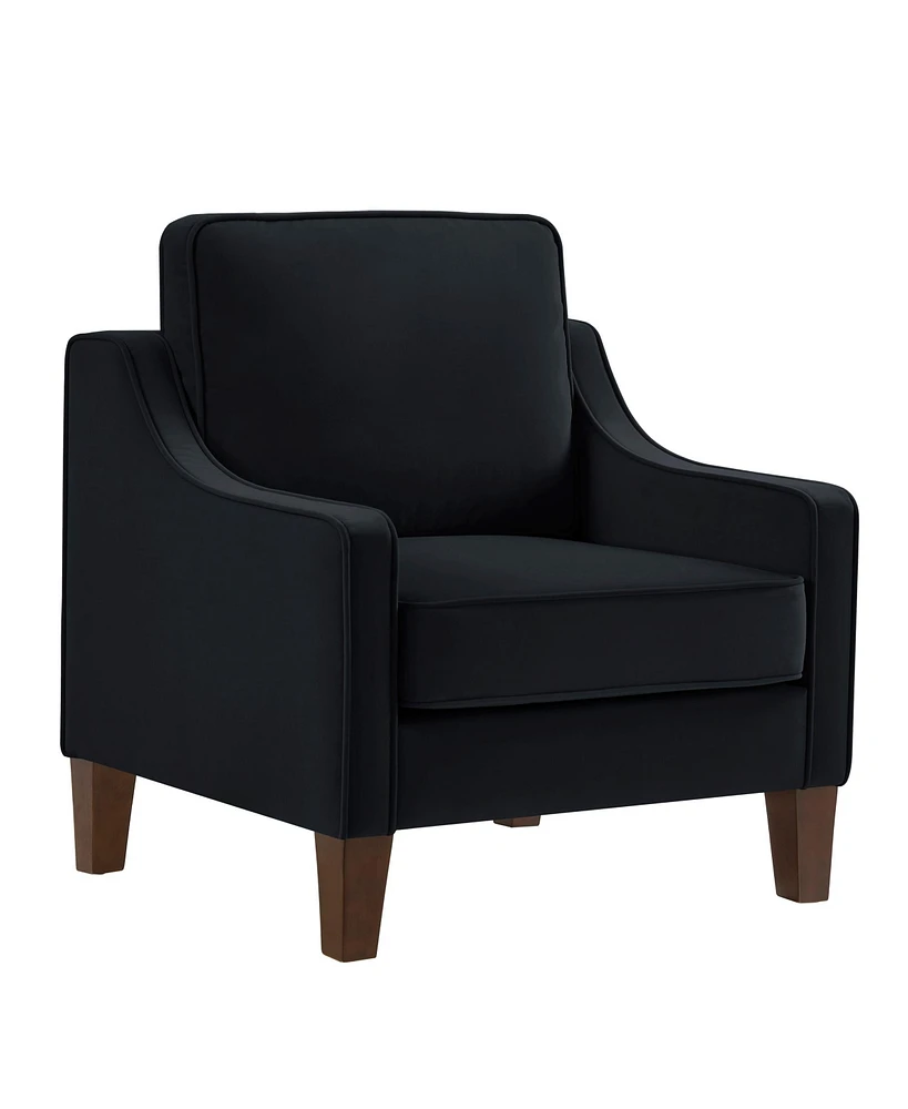 Simplie Fun Black Velvet Accent Chair with Wooden Legs