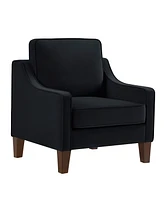 Simplie Fun Black Velvet Accent Chair with Wooden Legs