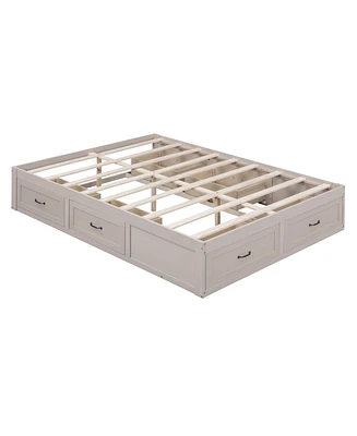 Queen Size Platform Bed With Storage Drawers