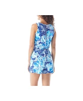 Beach House Style Women's Floral Print Madison Sleeveless Skort Romper