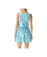 Beach House Style Women's Paisley Print Tenley Smocked Waist Tank Dress