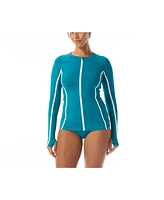 Beach House Sport Women's Ava Zip Front Rash Guard With Piping